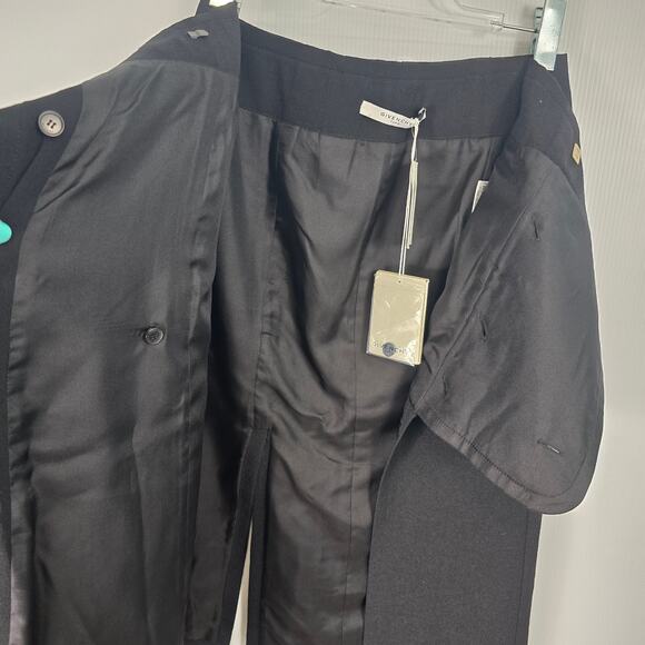 Givenchy Wool Crepe Wrap Midi Skirt Black Gold Turn Lock Hardware Silk 36 NWT - Picture 11 of 14